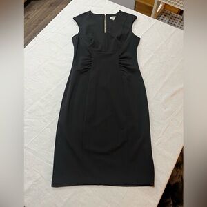 Calvin Klein Black Midi Dress with Gold Accent